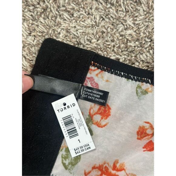 NWT Torrid Curve Unlined Longline Underwire Bra - Mesh Floral Lips Beige Plus 1 - Picture 11 of 11